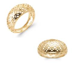 Bague jonc bombée ajourée dentelée en plaqué or 18 carats 750/000 T50 à 60
