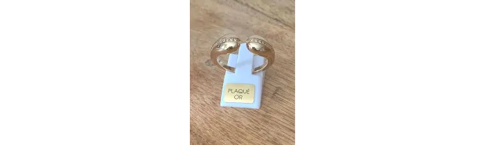 Bague ouverte goutte d'eau empierrée zirconium en plaqué or 18 carats T50 à 60