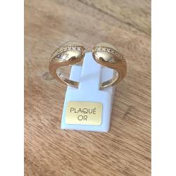 Bague ouverte goutte d'eau empierrée zirconium en plaqué or 18 carats T50 à 60