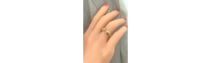 Bague ouverte goutte d'eau empierrée zirconium en plaqué or 18 carats T50 à 60