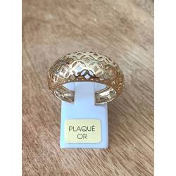 Bague jonc bombée ajourée dentelée en plaqué or 18 carats 750/000 T50 à 60