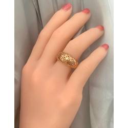 Bague jonc bombée ajourée dentelée en plaqué or 18 carats 750/000 T50 à 60
