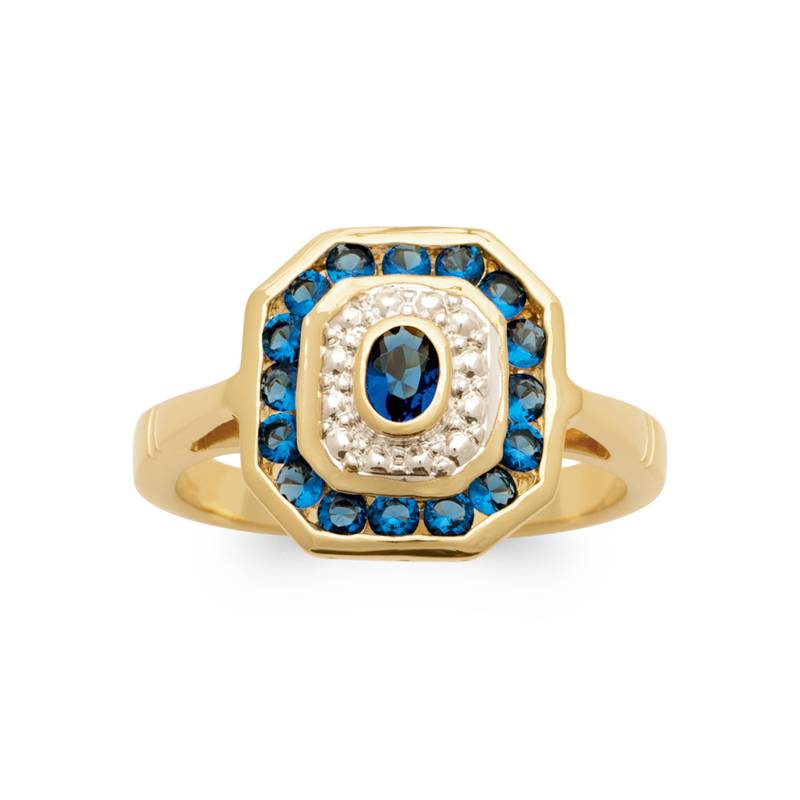 Bague pavé carré saphirs pierres bleues zirconium plaqué or 18 Carats T50 à 68