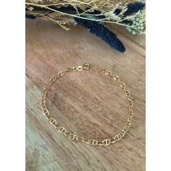 Bracelet maille marine Maillons Alternés 19CM en plaqué or 18 Carats