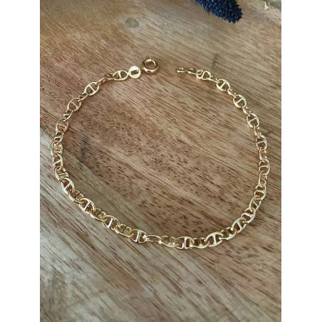 Bracelet maille marine Maillons Alternés 19CM en plaqué or 18 Carats