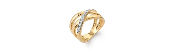 Bague Large Bicolore Rang ZIRCONIUM Plaqué or 18 Carats Tailles 50 à 62