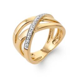 Bague Large Bicolore Rang ZIRCONIUM Plaqué or 18 Carats Tailles 50 à 62
