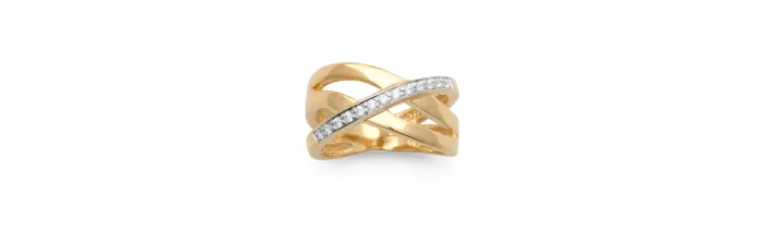 Bague Large Bicolore Rang ZIRCONIUM Plaqué or 18 Carats Tailles 50 à 62