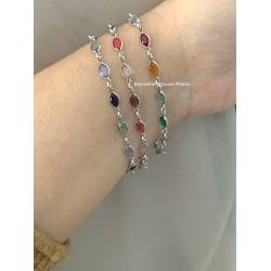 Bracelet cristal de Swarovski couleur dégradé de bleus en argent 925/000 rhodié