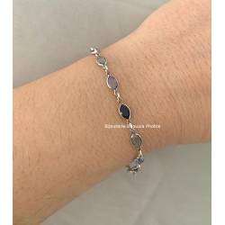 Bracelet cristal de Swarovski couleur dégradé de bleus en argent 925/000 rhodié