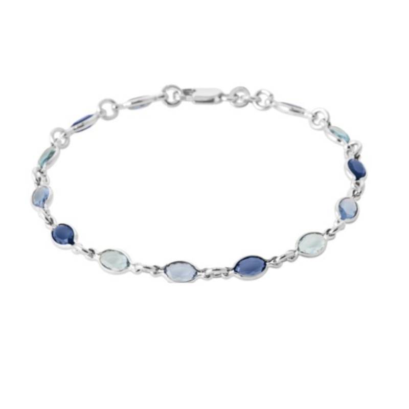 Bracelet cristal de Swarovski couleur dégradé de bleus en argent 925/000 rhodié