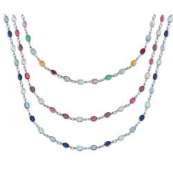 Collier cristal de Swarovski tons violet et rose en argent 925/000 rhodié