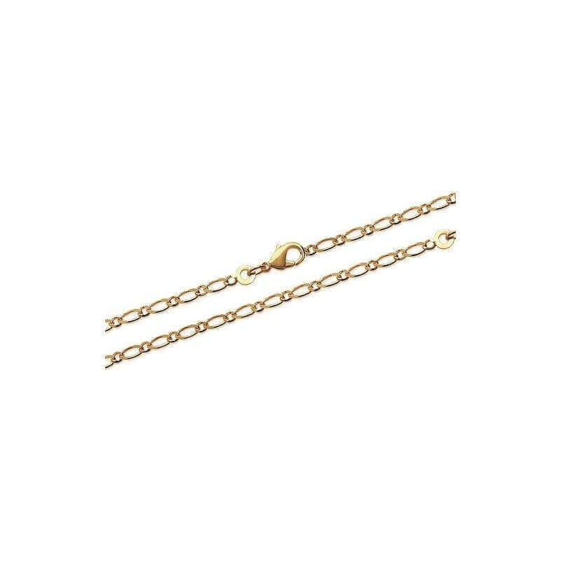 Chaîne Figaro 1-1 - 45CM  Largeur 2MM Plaqué or 18 CARATS 750/000