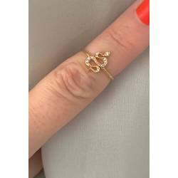 Bague Serpent Et ZIRCONIUM En Plaqué or 18 Carats 5 Microns Tailles 48 à 58
