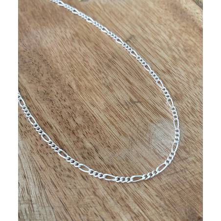 Chaîne Fine Maille Figaro 50 cm Argent Massif 925/1000 Bijoux