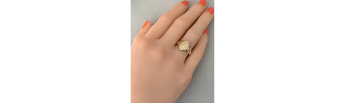 Bague chevalière gravure feuilles de Laurier en plaqué or 18 carats T 50 à 60