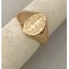 Bague T.60 chevalière gravure feuilles de Laurier en plaqué or 18 carats