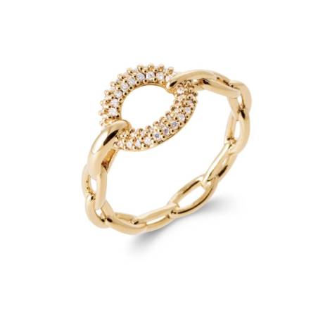Bague type chaîne + cercle microserti zirconium en plaqué or 18 carats T50 à T60