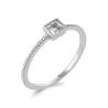 Bague fine solitaire cristal carré en Argent Massif 925/000 Bijoux T.50 à 60