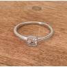 Bague fine solitaire cristal carré en Argent Massif 925/000 Bijoux T.50 à 60