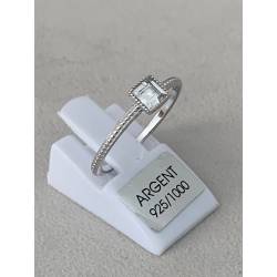 Bague fine solitaire cristal carré en Argent Massif 925/000 Bijoux T.50 à 60