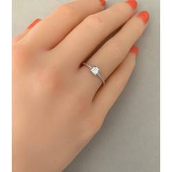 Bague fine solitaire cristal carré en Argent Massif 925/000 Bijoux T.50 à 60