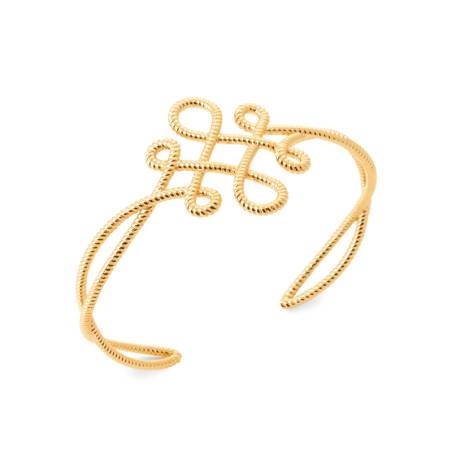 Bracelet jonc ouvert arabesques en plaqué or 18 carats 750/000