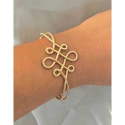 Bracelet jonc ouvert arabesques en plaqué or 18 carats 750/000