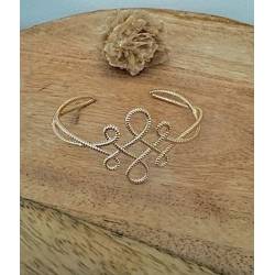 Bracelet jonc ouvert arabesques en plaqué or 18 carats 750/000
