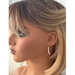 Créoles Pierres Fines Véritable Pierre de Lune En Plaqué or 18 Carats 750/000