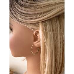 Créoles originales ouvertes martelées argent massif 925/000 Rhodié