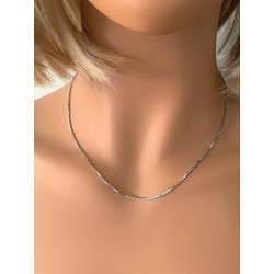 Chaîne 50cm X 1,20mm Maille Vénitienne Reflets Diamantés Argent Rhodié