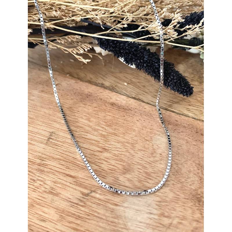 Chaîne 50cm X 1,20mm Maille Vénitienne Reflets Diamantés Argent Rhodié