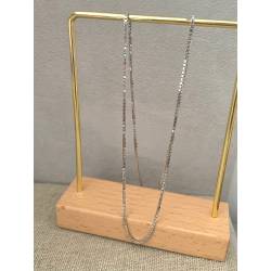 Chaîne 50cm X 1,20mm Maille Vénitienne Reflets Diamantés Argent Rhodié