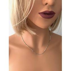 Chaîne 45cm X 1,20mm Maille Vénitienne Reflets Diamantés Argent Rhodié