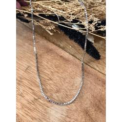 Chaîne 45cm X 1,20mm Maille Vénitienne Reflets Diamantés Argent Rhodié