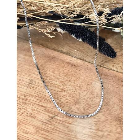 Chaîne 45cm X 1,20mm Maille Vénitienne Reflets Diamantés Argent Rhodié