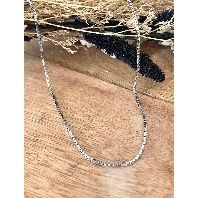 Chaîne 50cm X 1,20mm Maille Vénitienne Argent Massif 925/000 Rhodié