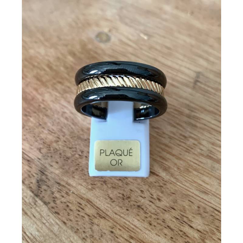 Bagues Céramique et Plaqué Or Triple Assemblage T50-52-54-56-58-60