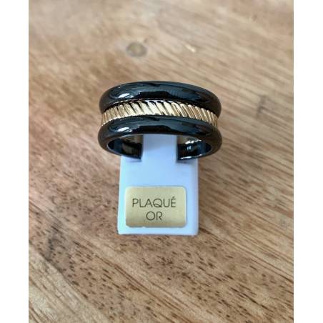 Bagues Céramique et Plaqué Or Triple Assemblage T50-52-54-56-58-60