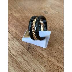 Bagues Céramique et Plaqué Or Triple Assemblage T50-52-54-56-58-60