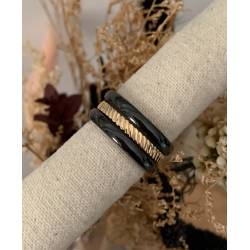 Bagues Céramique et Plaqué Or Triple Assemblage T50-52-54-56-58-60