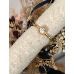 Bague Taille 52 Sertie Cristal Rond Plaqué Or 18 CARATS