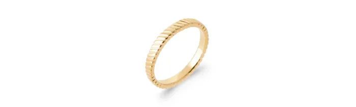 Bague Ronde Striée Plaqué or 18 CARATS 750/1000 MIXTE