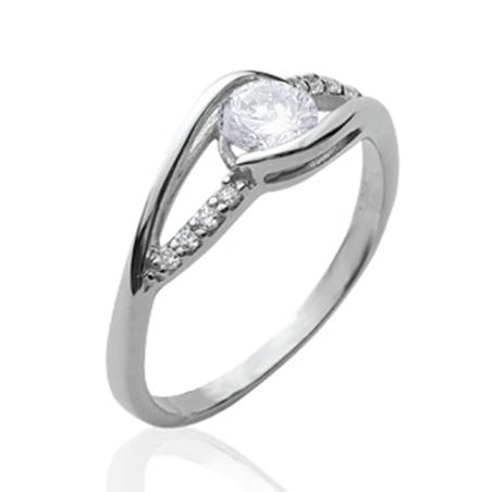 Bague Cristal Zirconium Blanc En Argent Rhodié 925/1000