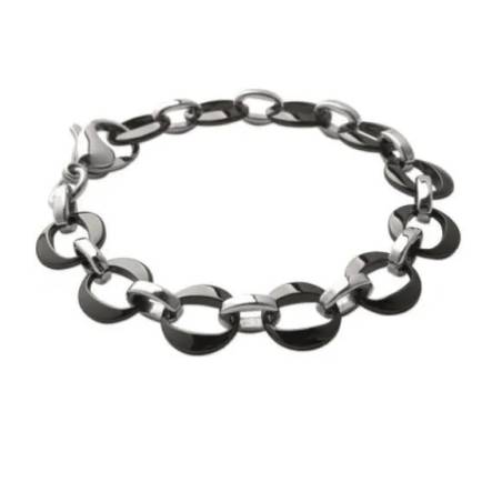 Bracelet en pure Céramique Noire et Acier inoxydable  Bijoux Femme