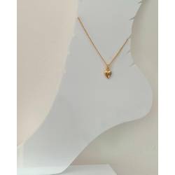 Chaîne Cheville gourmette + petit cœur pendant Plaqué or 18 Carats