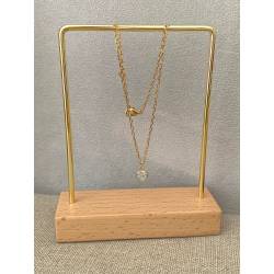 Chaîne Cheville Coeurs Cristal Zirconium Plaqué or 18 Carats