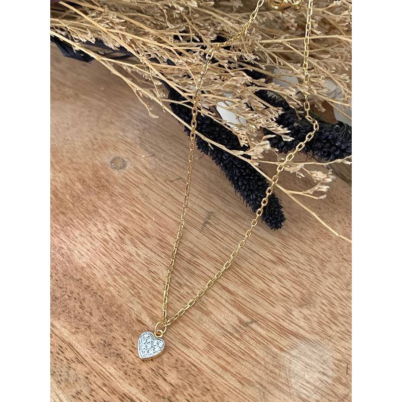 Chaîne Cheville Coeurs Cristal Zirconium Plaqué or 18 Carats
