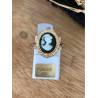 Bague portrait Camée résine noire en plaqué or 18 carats 750/000 T52-54-56-58